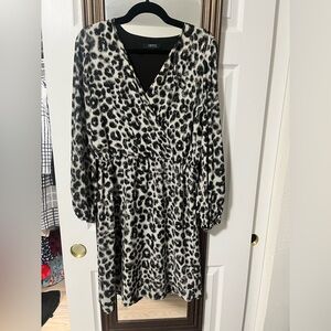 IMNYC Isaac Mizrahi Black and white leopard print dress